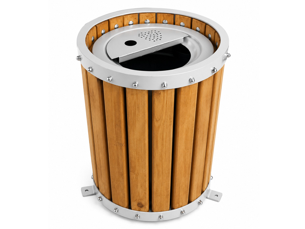 AKT-307 Açık Alan Metal Ahşap Çöp Kovaları